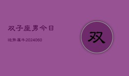 双子座男今日运势属牛(20240608)