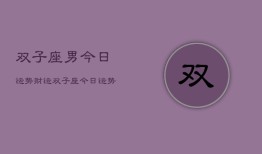 双子座男今日运势财运，双子座今日运势财运查询